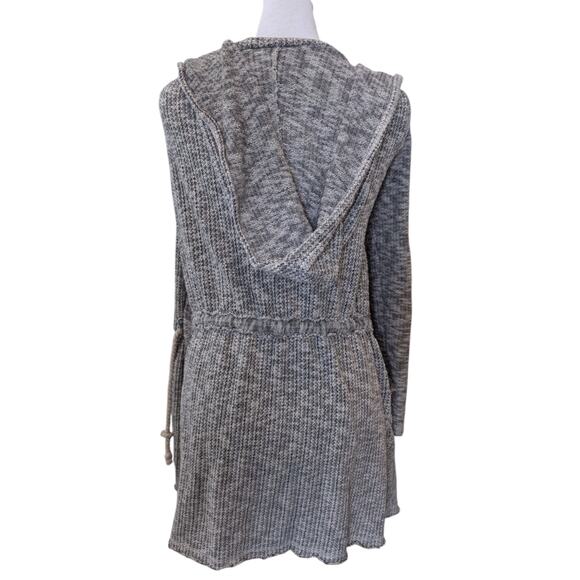 Billabong Oversized Beach Grey Knit Marled Tie Waist Cardigan Small - Picture 3 of 4